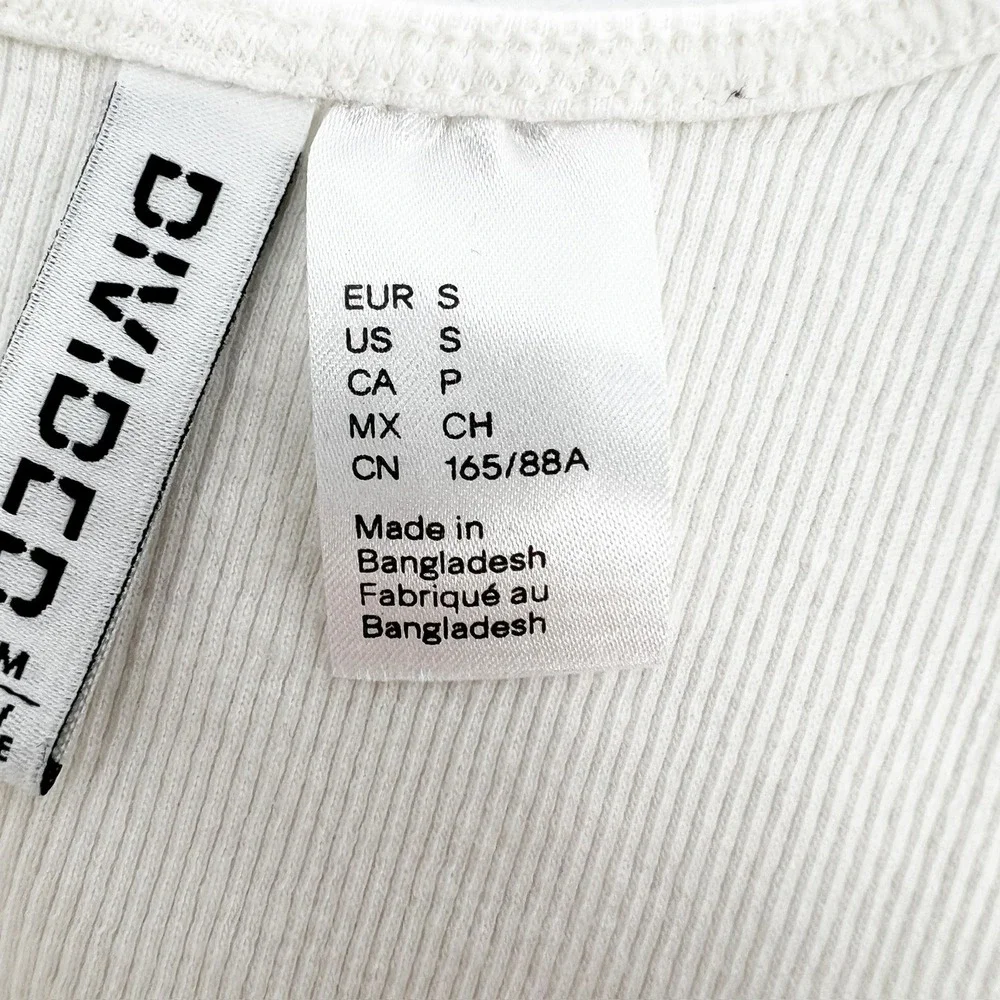 H&M Divided Ribbed Crop‎ Top Women S White Good Scoop Neck Sleeveless Basic